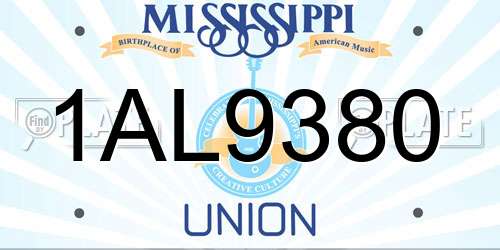 1AL9380 Mississippi License Plate