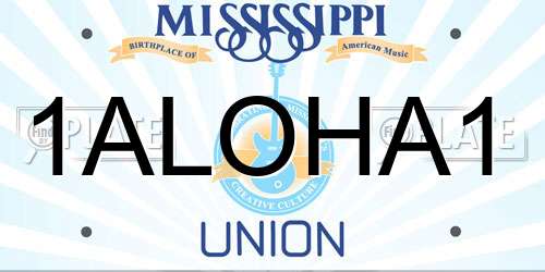 1ALOHA1 Mississippi License Plate
