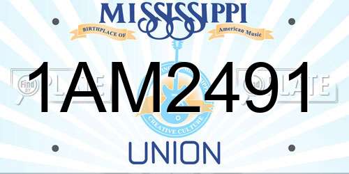 1AM2491 Mississippi License Plate