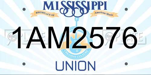 1AM2576 Mississippi License Plate