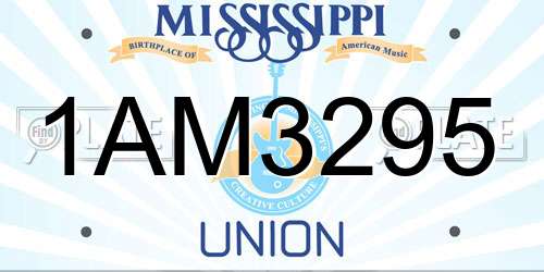 1AM3295 Mississippi License Plate