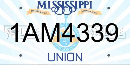 1AM4339 Mississippi License Plate