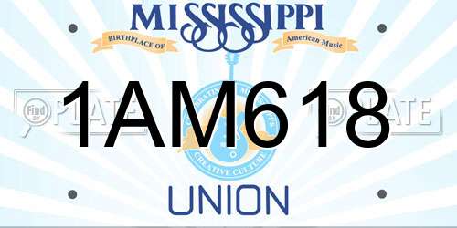 1AM618 Mississippi License Plate