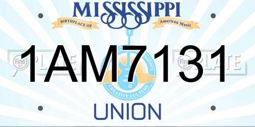 1AM7131 Mississippi License Plate
