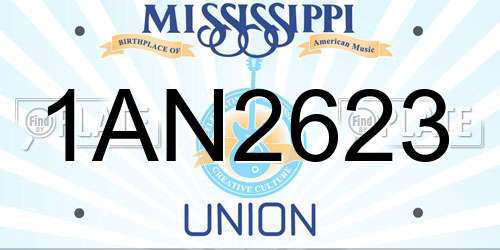 1AN2623 Mississippi License Plate