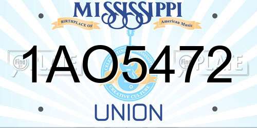 1AO5472 Mississippi License Plate