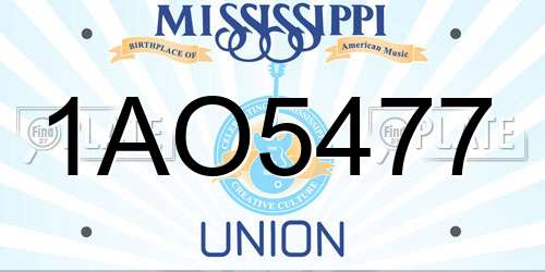 1AO5477 Mississippi License Plate