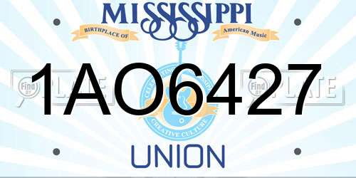 1AO6427 Mississippi License Plate