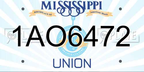 1AO6472 Mississippi License Plate
