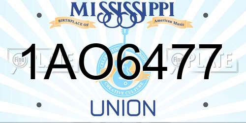 1AO6477 Mississippi License Plate