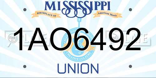 1AO6492 Mississippi License Plate