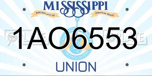 1AO6553 Mississippi License Plate