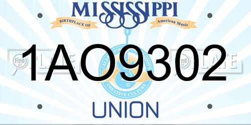 1AO9302 Mississippi License Plate
