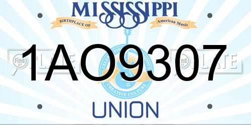 1AO9307 Mississippi License Plate