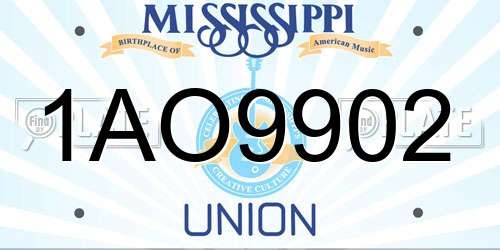 1AO9902 Mississippi License Plate