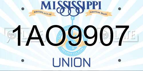 1AO9907 Mississippi License Plate