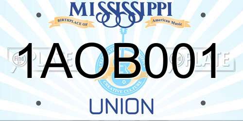 1AOB001 Mississippi License Plate