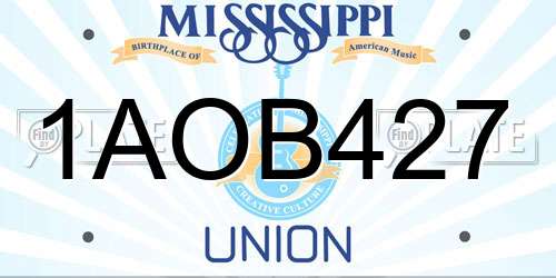 1AOB427 Mississippi License Plate