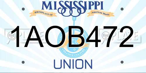 1AOB472 Mississippi License Plate