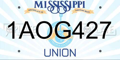 1AOG427 Mississippi License Plate