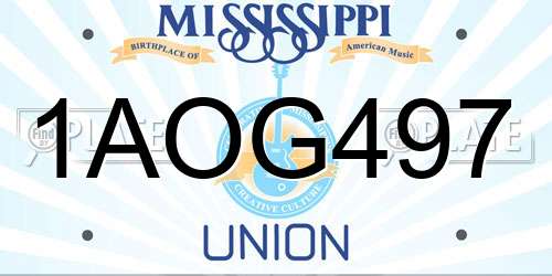 1AOG497 Mississippi License Plate