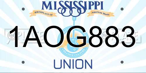 1AOG883 Mississippi License Plate