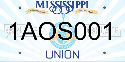 1AOS001 Mississippi License Plate