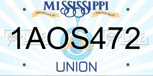 1AOS472 Mississippi License Plate