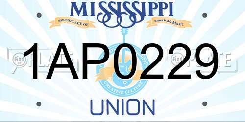 1AP0229 Mississippi License Plate