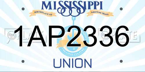 1AP2336 Mississippi License Plate