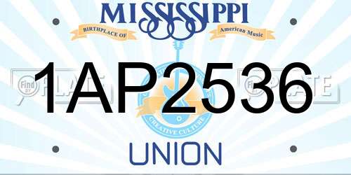 1AP2536 Mississippi License Plate