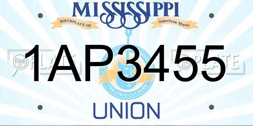 1AP3455 Mississippi License Plate
