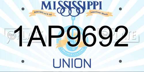 1AP9692 Mississippi License Plate