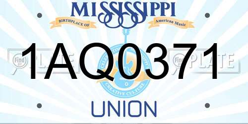 1AQ0371 Mississippi License Plate