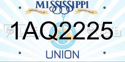 1AQ2225 Mississippi License Plate