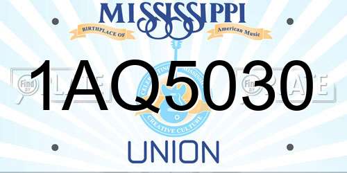 1AQ5030 Mississippi License Plate