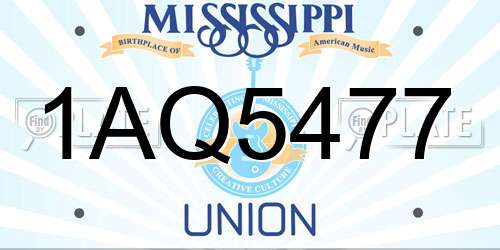 1AQ5477 Mississippi License Plate