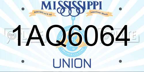 1AQ6064 Mississippi License Plate