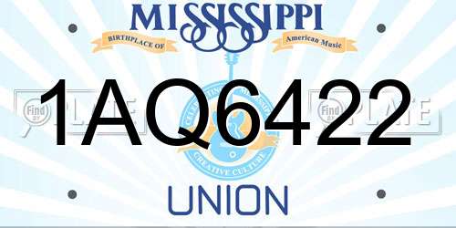1AQ6422 Mississippi License Plate