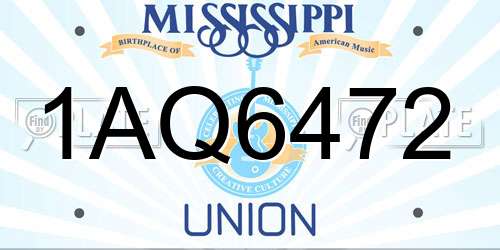 1AQ6472 Mississippi License Plate