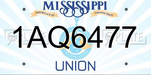 1AQ6477 Mississippi License Plate