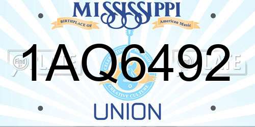 1AQ6492 Mississippi License Plate