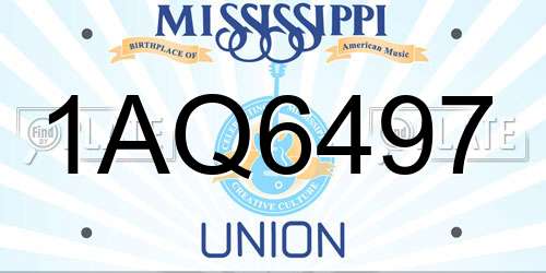 1AQ6497 Mississippi License Plate