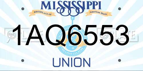 1AQ6553 Mississippi License Plate