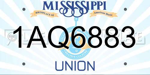 1AQ6883 Mississippi License Plate