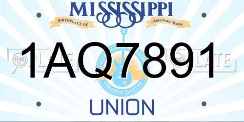 1AQ7891 Mississippi License Plate
