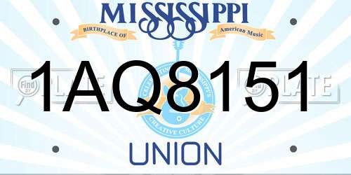 1AQ8151 Mississippi License Plate