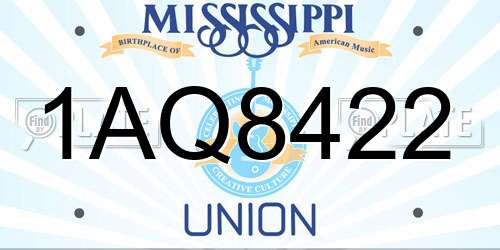1AQ8422 Mississippi License Plate
