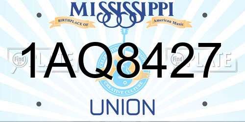 1AQ8427 Mississippi License Plate