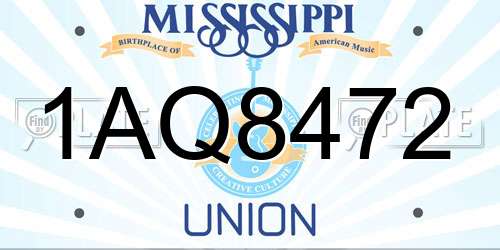 1AQ8472 Mississippi License Plate